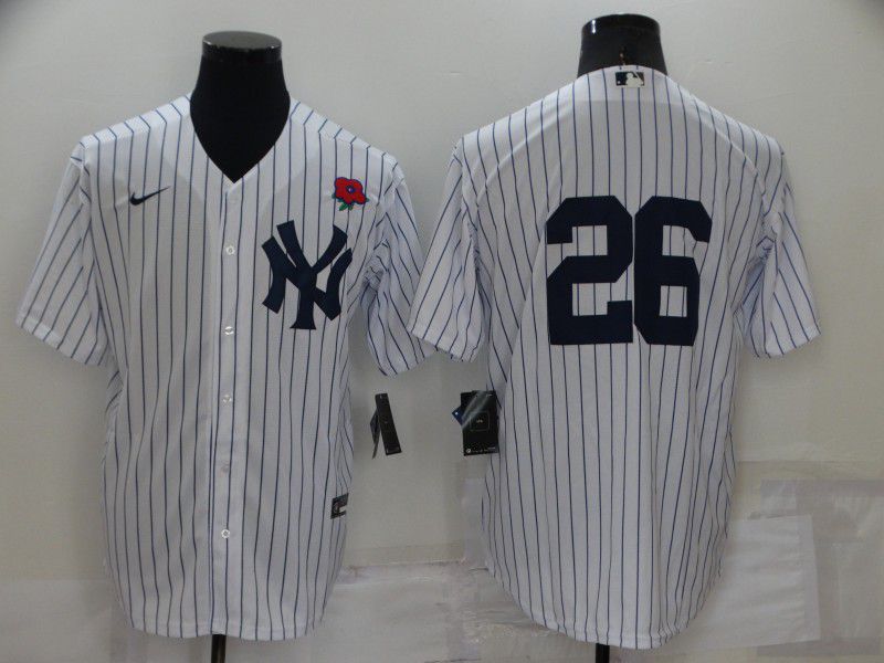 Men New York Yankees #26 No Name White Strip Game 2022 Nike MLB Jersey